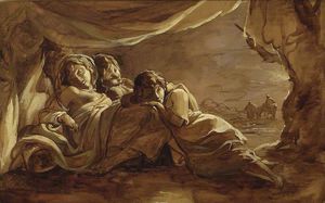 Thomas Barker - Three Girls Asleep Under A Tent - Morning