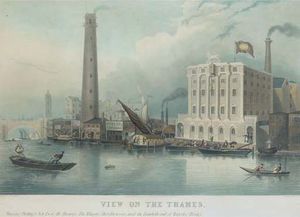 Francis Calcraft Turner - View On The Thames Showing Goding's New Lion Ale Brewery