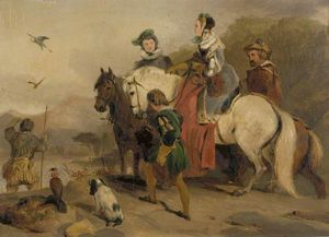 George Cattermole - Hunting Party With Falcons