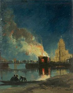 James Baker Pyne - Bristol Riots - The Burning Of The Toll Houses, Prince Street Bridge