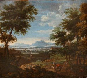 Pieter Andreas Rysbrack - A Southern Landscape With Muleteers