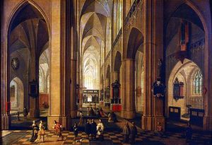 Pieter Neefs The Elder - Interior Of A Church At Antwerp