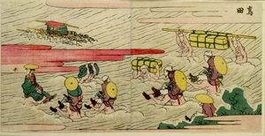 Katsushika Hokusai - Travelers Crossing The Ôi River