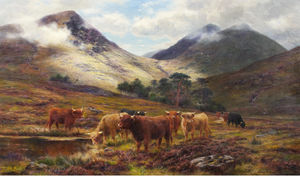 Louis Bosworth Hurt - Cattle In A Highland Landscape