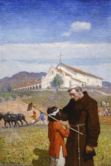  Artwork Replica A California Mission by Nc Wyeth (1882-1945, United States) | ArtsDot.com