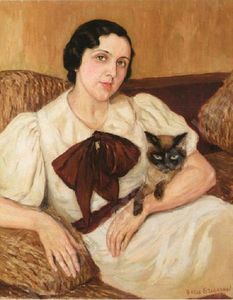 Boris Dmitrievich Grigoriev - Woman With Cat