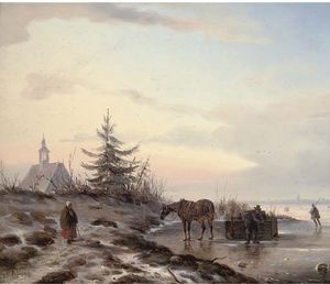 Carl Eduard Ahrendts - Securing A Barrel On The Ice