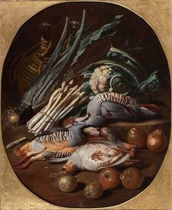 Jacob Van Der (Giacomo Da Castello) Kerckhoven - Red Partridges, Fruits, Vegetables