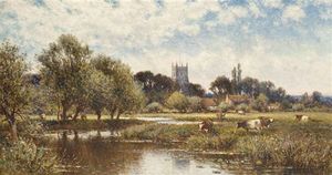 Alfred I Glendening - Cattle Watering, Kempstead-on-thames