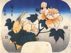 Ando Hiroshige - yellow bird and cotton rose