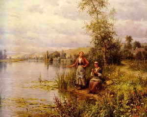 Daniel Ridgway Knight - louis aston country women after fishing on a summer afternoon