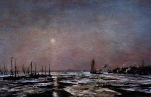 Hendrik Willem Mesdag - ice on the river sun