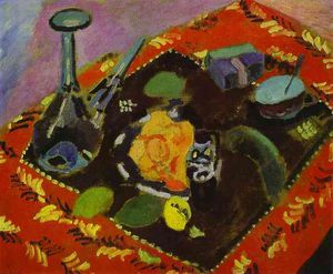Henri Matisse - Dishes and Fruit on a Red and Black Carpet