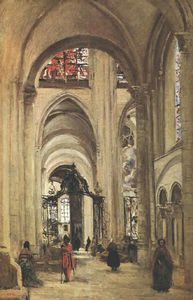 Jean Baptiste Camille Corot - Interior of Sens Cathedral
