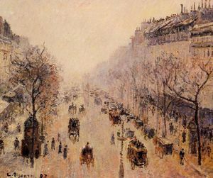 Camille Pissarro - Boulevard Montmartre - Morning, Sunlight and Mist.