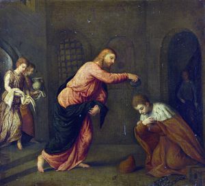 Paris Bordone - Christ baptising Saint John Martyr