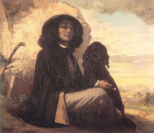 Gustave Courbet - Self Portrait Courbet with a Black Dog