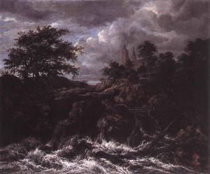 Jacob Isaakszoon Van Ruisdael (Ruysdael) - Waterfall By A Church