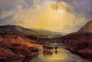 William Turner - Abergavenny Bridge Monmountshire clearing up after a showery day