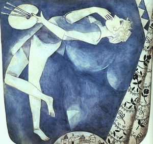 Marc Chagall - The Painter to the Moon, gouache and watercolo