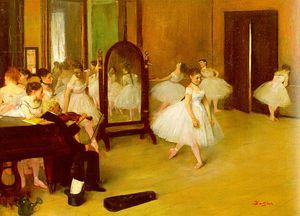 Edgar Degas - Dance Class, approx. oil on wood, Metropolitan M