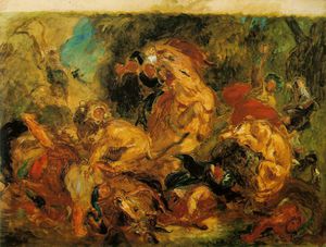 Eugène Delacroix - Lion hunt, Musee d-Orsay, Paris