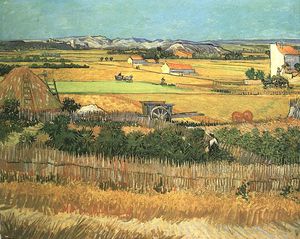 Vincent Van Gogh - Recoltes a La Crau avec Montmajour en fond