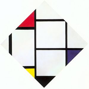 Piet Mondrian - 25 Lozenge Composition with Red, Gray, Blue, Yellow, and Black