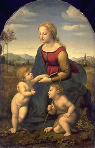 Raphael (Raffaello Sanzio Da Urbino) - Raffaelo madonna with child and st. john the baptist, louvre
