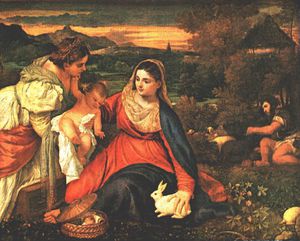 Tiziano Vecellio (Titian) - Madonna with the rabbit, louvre