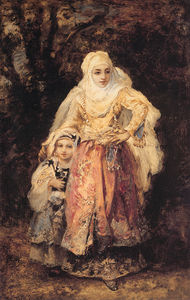 Narcisse Virgilio Diaz De La Pena - Oriental Woman and Her Daughter