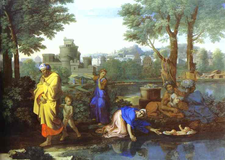  Paintings Reproductions Baby Moses Saved from the River by Nicolas Poussin (1594-1665, France) | ArtsDot.com