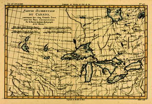 Rigobert Bonne (Charles Marie Rigobert Bonne) - Western Canada, including the Five Great Lakes, from -Atlas de Toutes les Parties Connues du Globe T
