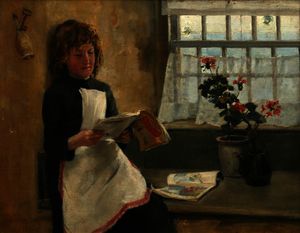 Norman Garstin - Girl in a Cottage Window
