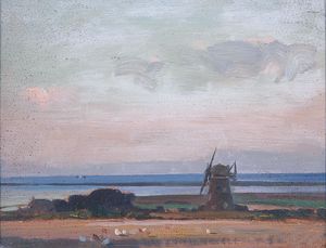 Edward Seago - Landscape with Windmill