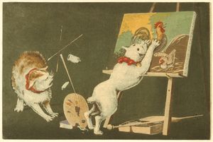 Kobayashi Kiyochika - Canvas and Cats