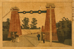 Kobayashi Kiyochika - Drawbridge at the entrance of the Imperial palace