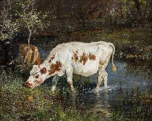 Anders Monsen Askevold - Grazing Cow at the Riverside