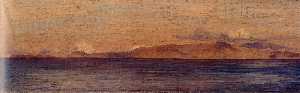 Lord Frederic Leighton - Distant View of Mountains in the Aegean Sea