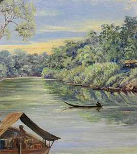 Marianne North - River from Bussa, Sarawak, Borneo