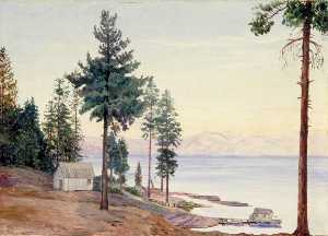 Marianne North - A View of Lake Tahoe and Nevada Mountains, California
