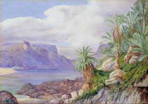 Marianne North - Looking Up Stream from the Mouth of the St John-s River, Kaffraria