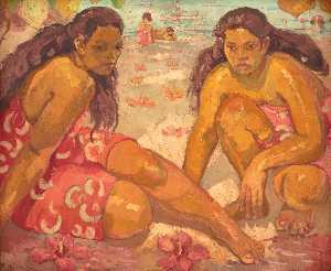 Adrien Jean Le Mayeur De Merprès - Two Women on the Beach, Tahiti