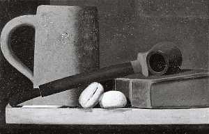 John Frederick Peto - Mug, Pipe, Book and Biscuits, (painting)