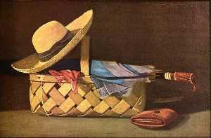 John Frederick Peto - Market Basket, Hat and Umbrella, (painting)
