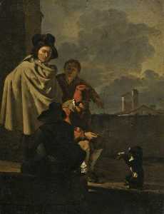 Karel Dujardin - Italians with a Dog
