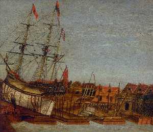 Anthony Frederick Augustus Sandys - Launch of HMY 'Augusta', Deptford 1771