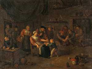 Egbert Van Heemskerck Ii - Interior of a Surgery with a Woman Having Blood Let from the Arm and Other Figures