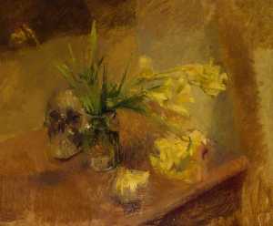 William Menzies Coldstream - Freesias with a Skull