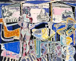 Patrick Heron - Harbour Window with Two Figures St Ives July 1950